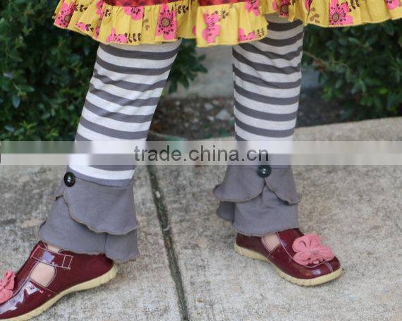 Ruffle Baby Girls Cotton Stripe Pants Kids Leggings Plain Ruffle Pants