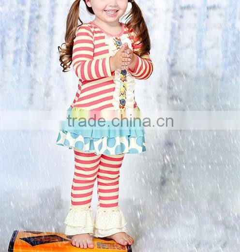Chirstmas outfit red stripe top and ruffle pants christmas clothing set christmas outfit