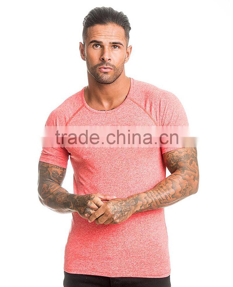 heather blue Spandex dry fit Men Training fitted t shirt