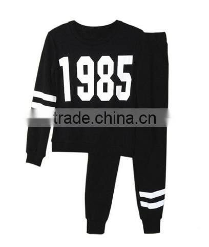 Women 1985 Printed Hoodie Pants Suit Athletic Outfits Tracksuit Sportswear Without Hood