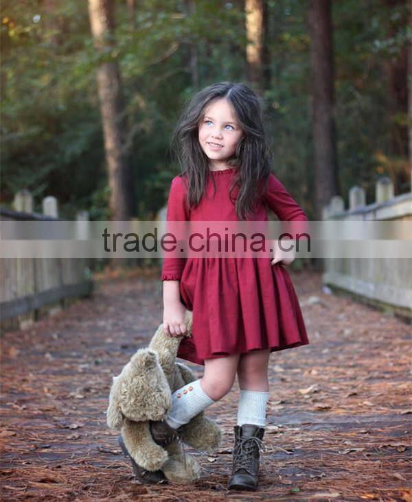 Cotton Linen Fabric Childrens Dresses Ruffles Cuff Kid Clothing Fall Linen Dress