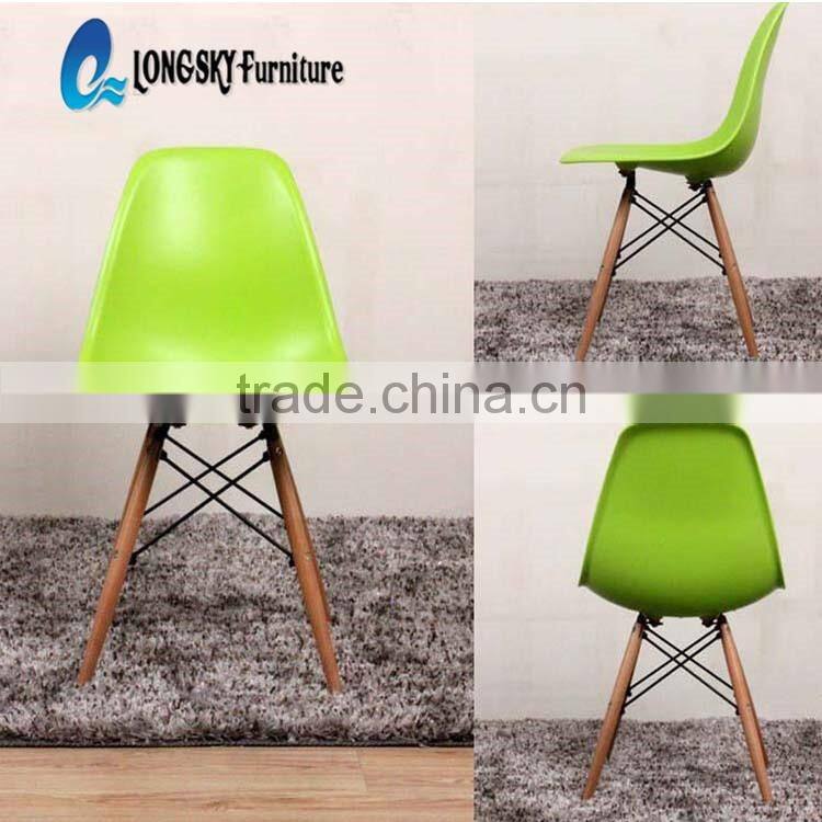 LS-4001 3V Plastic Chair,Shining Red Color Living Room Chair With Wood Leg