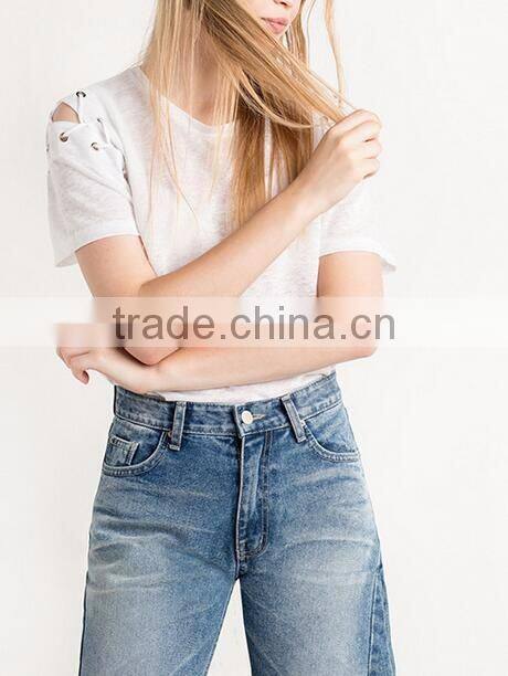 Runwaylover EY2197B Europe Style 2017 Ladies Fashion Hollow out T-Shirts