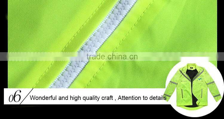 Good quality cycling rain hi vis reflective safety jacket with led lights