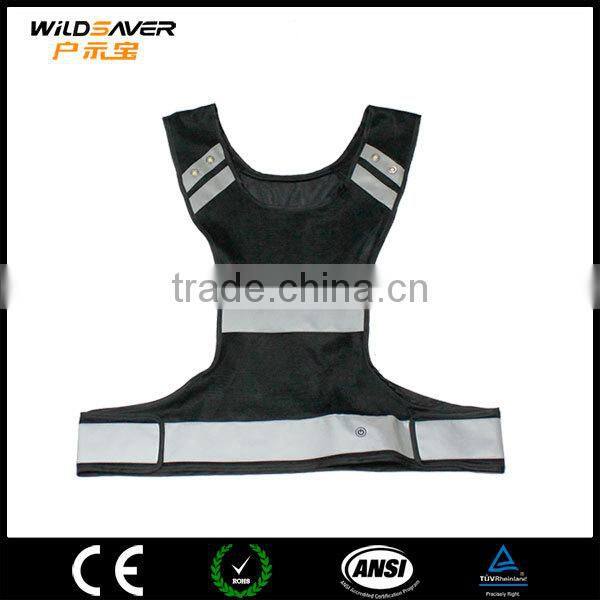 Flashing LED safety black mesh vest light up at night