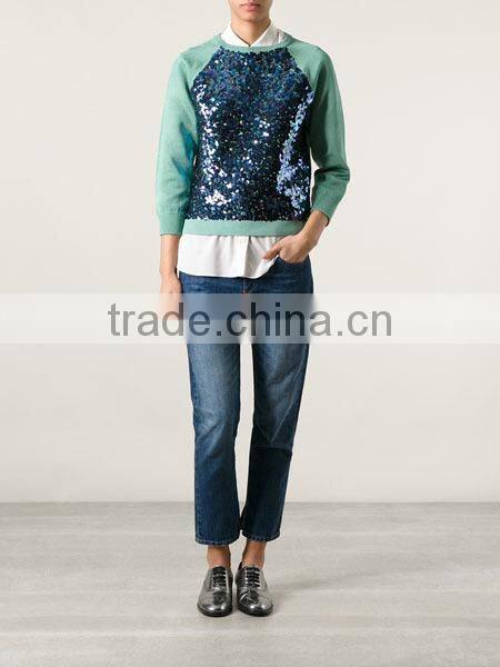 Sequined Lady Wholesale Crewneck Sweatshirt