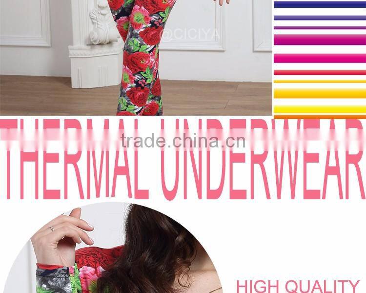 HOT SALE WOMEN LONG JOHN ROSE FULL PRINTED DESIGN HEATED THERMAL UNDERWEAR WHOLESALE