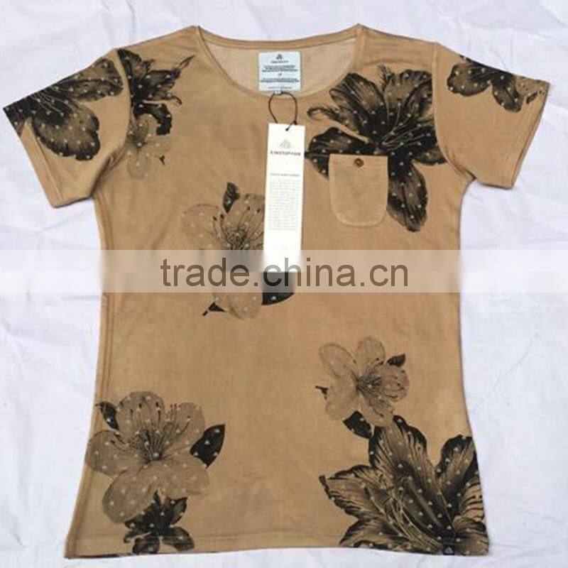 Men Full Flower Print Cotton Polyester Pocketed T-Shirts
