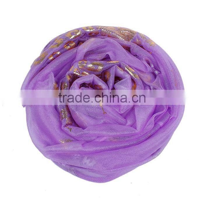 Imitation Silk Scarves & Wraps Rectangle Golden Purple Peacock Custom Scarf