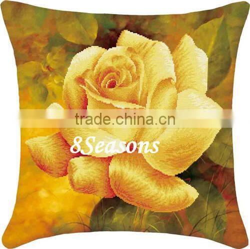 Chinese Multicolor Flower Pattern Square Throw Pillow Cotton Cross Stitch