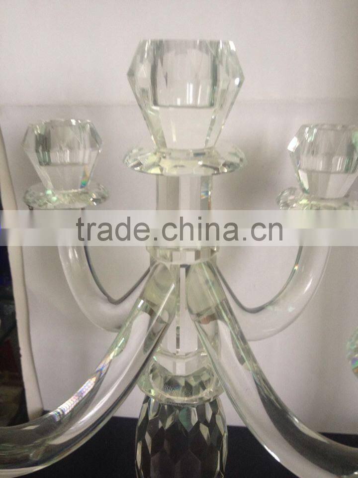 Hot Sale! Latest 34cm Multifunctional 5 Arms Crystal Candle Holder For Decoration