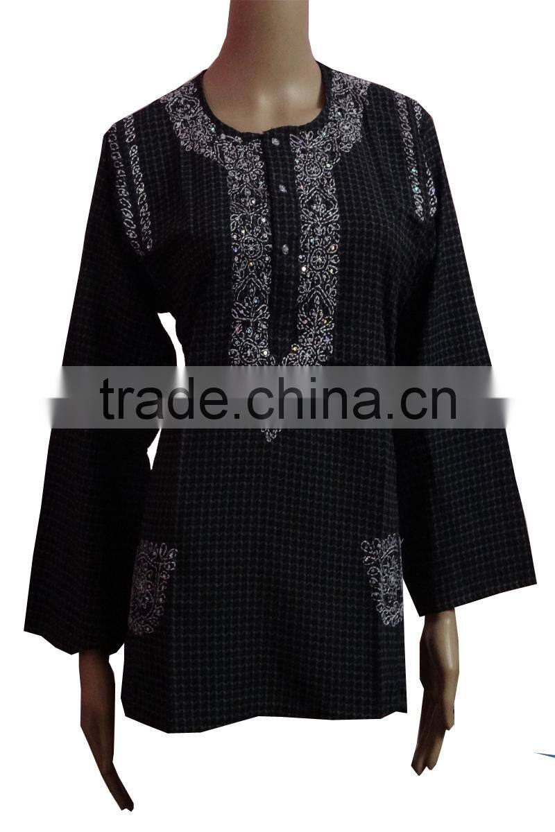 Indian Lucknow Chikan Kurtis,Cotton Embroidery Kurtis Top Tunic