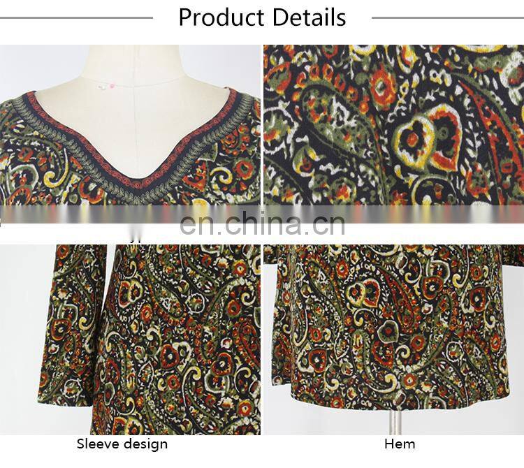 2017 newest Kaftan style big size heart printing one piece ropa mujer tunic for mature woman