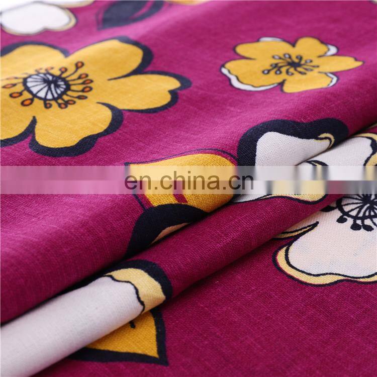 100% Linen Tropical Floral Print Fabric