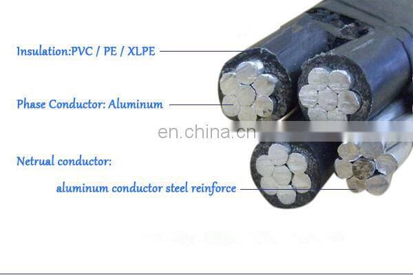 medium voltage xlpe insulated parallel and twisted Aerial Bundled Cable, ABC cable, electrical cable