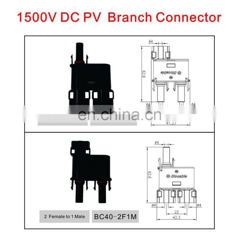 PV Solar y branch solar cable connector for Cable Wires