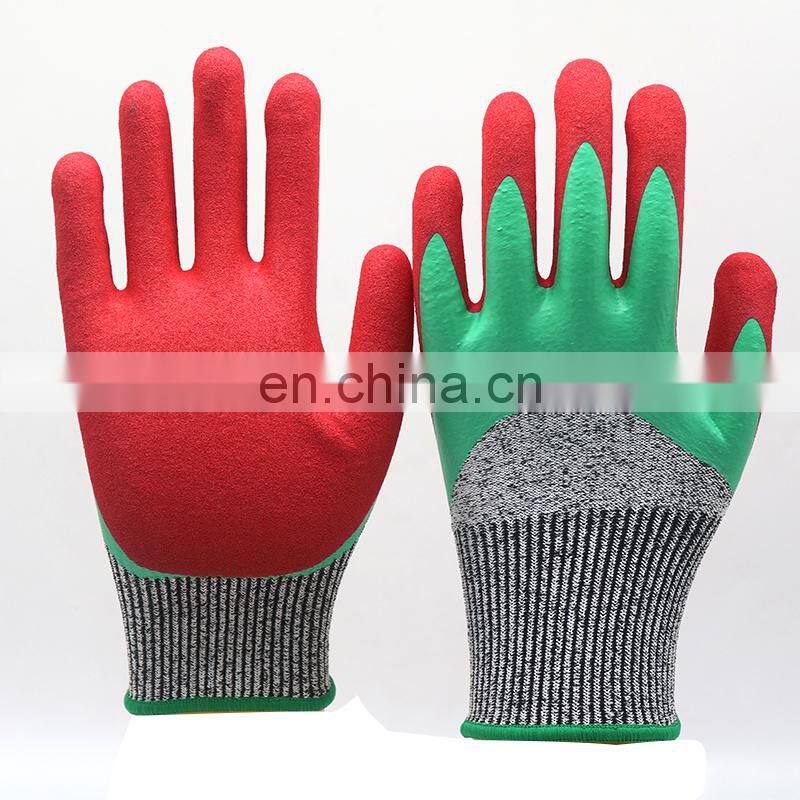 HY HPPE 13 Gauge Customize Against Cuts And Lacerations Gloves Double Nitrile Coated Not Absorb Oils And Liquids Fishing Glove
