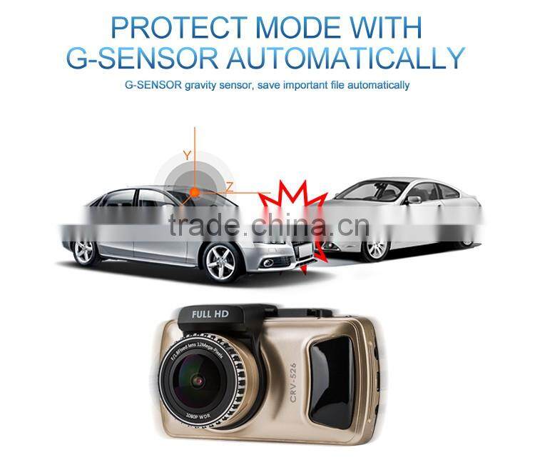 3 inch touch screen high full hd/night vision /G-sensor radar detector/russian gps voice tracker/car camera record four in one