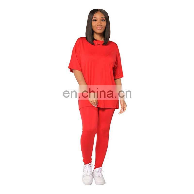 Manufacturer customized women's summer new casual comfortable loose short-sleeved t-shirt + trousers sports 2-piece set of jogge
