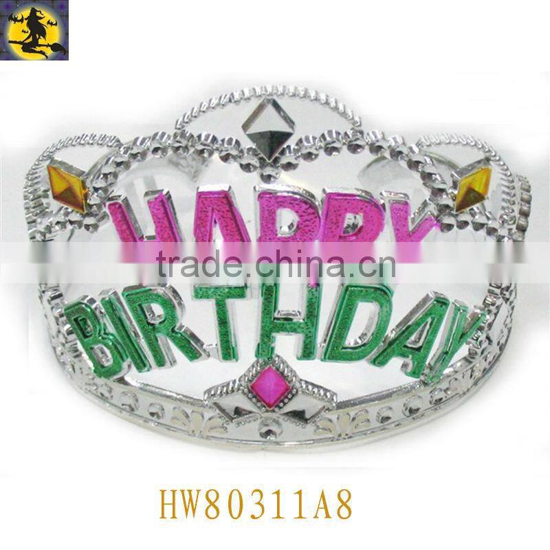 Silcer Painting Birthday Princess Tiara with Pink Fur