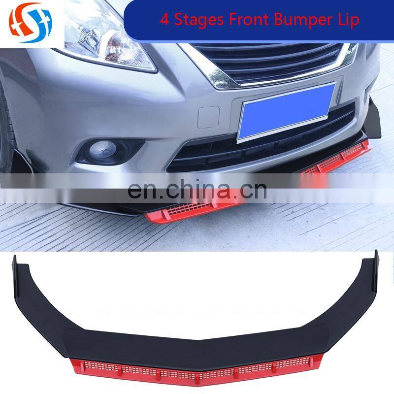 Honghang Factory supply New Style Front Lips, Gloss Black+Red Universal Front Bumper Lips For All Coupes And Sedans
