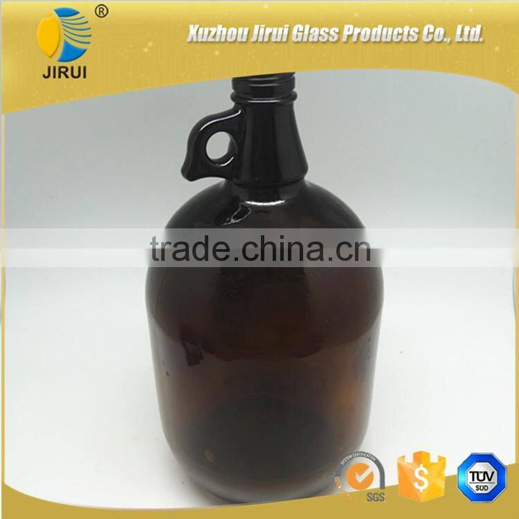 4L amber wine glass bottle with handling