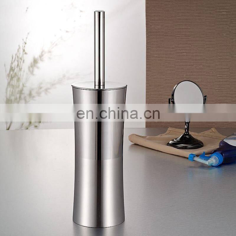 High quality simple design stainless steel cylindrical cleaning toilet brush with brush holder