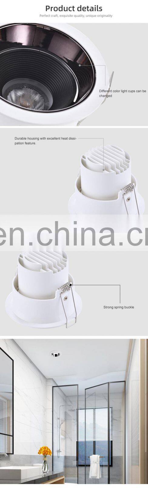 HUAYI New Design Home Checkroom Indoor Decoration Plastic Pure Aluminium Recessed Spot Light
