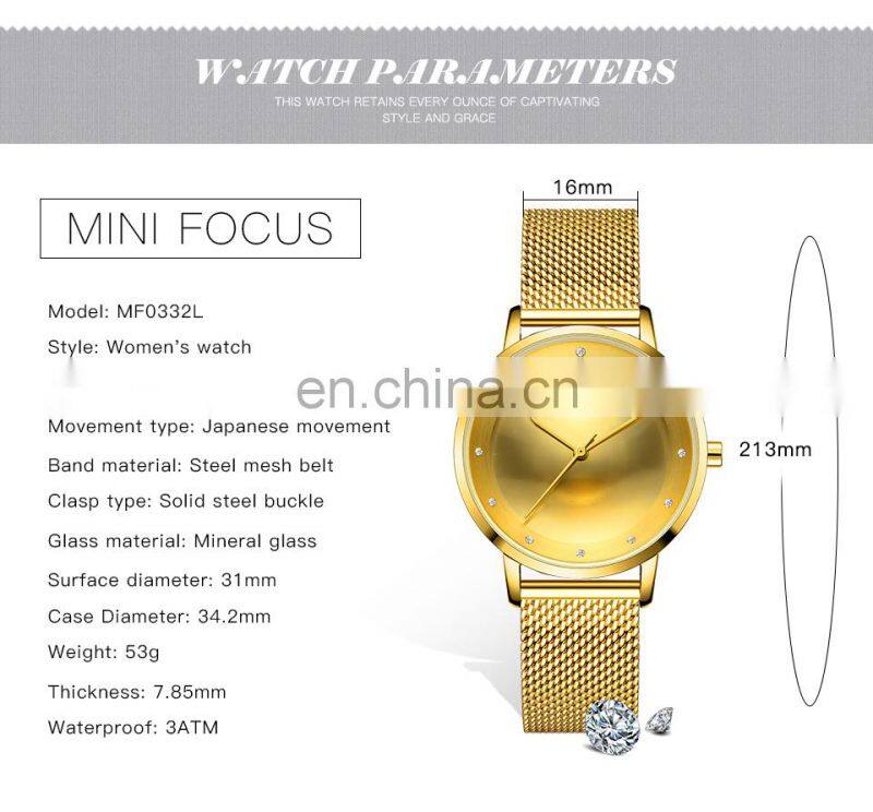 MINI FOCUS MF0332L Ultra-Thin Fashion Watches Waterproof Brand Luxury Wristwatch Fashion Casual Quartz Watch