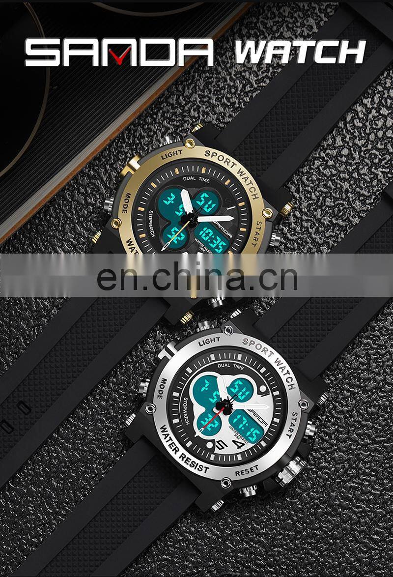 SANDA 3107 Top Brand Sports Men Watches Digital Male Clock Waterproof Digital Hand Watch