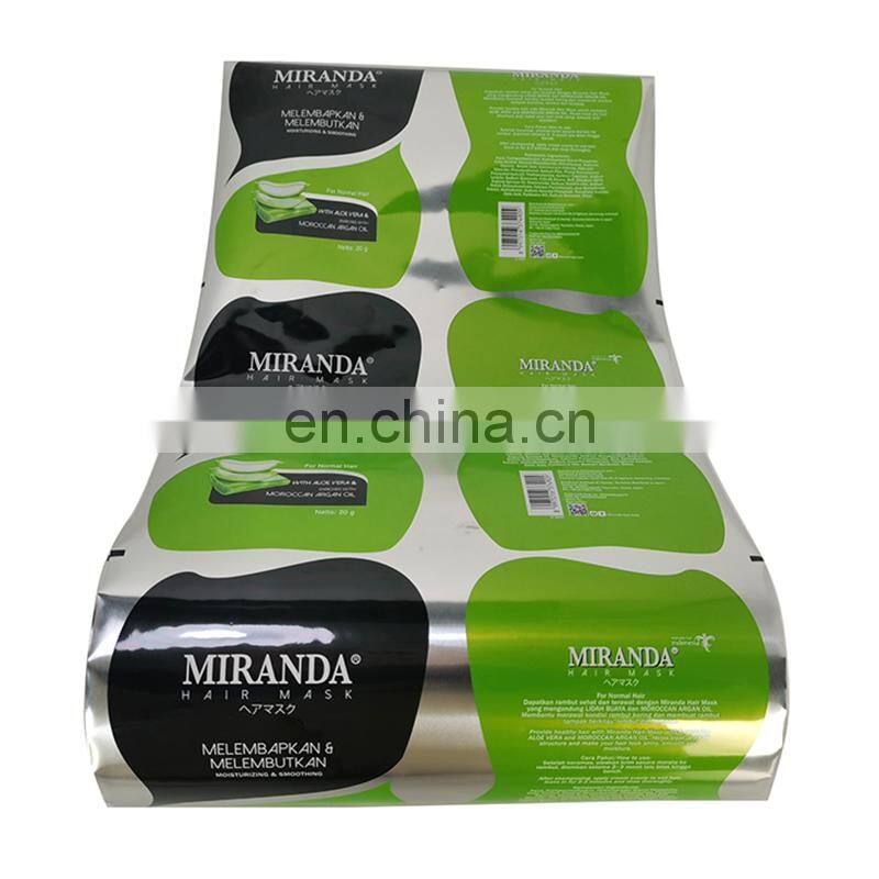 Sealed alum foil cosmetic hair condition liquid masking personal care plant nutrition olive aloe sachet packaging roll film