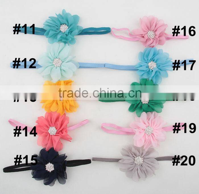 2015 new born baby chiffon elastic hairband headband flower accessories for babies MY-AD00017
