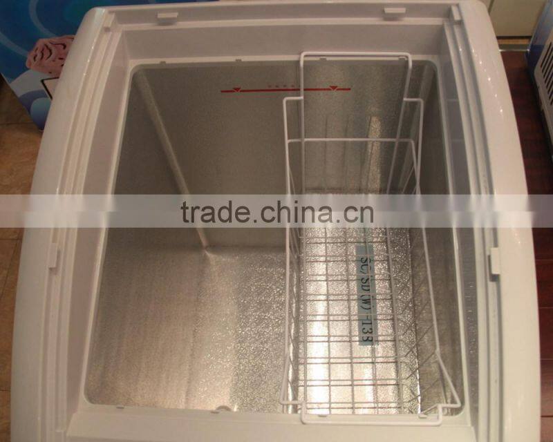 Curved glass door ice cream chest freezer with CB/CE/UL/CCC