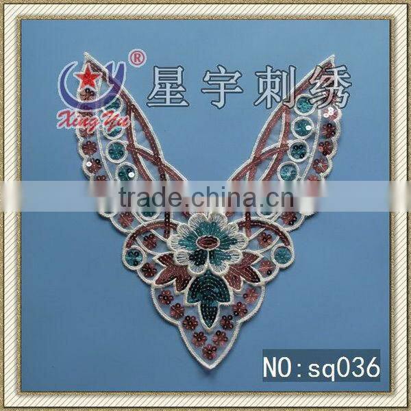 Wholesale sequin butterfly applique lace collar neck trimmings