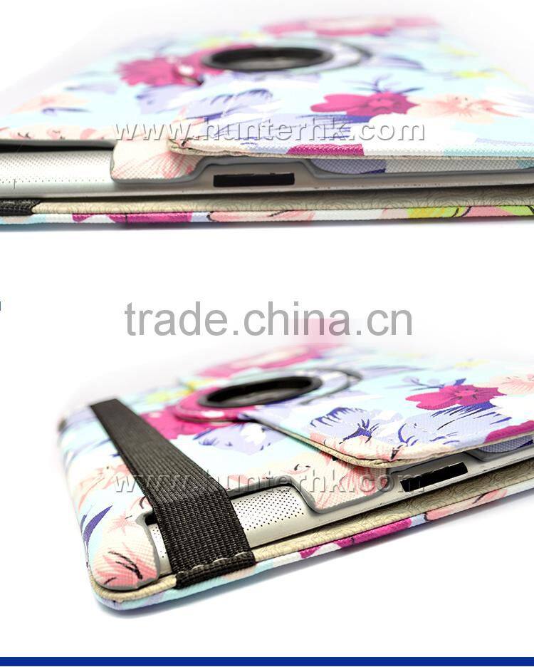 Printed Rose Garden Rotating Tablet Case For iPad 4