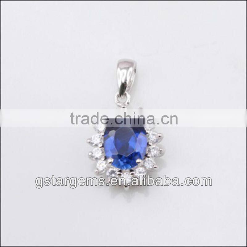 925 Stering Silver Synthetic jewelry Blue Sapphire Set Gemstone Jewelry Hong Kong Wholesale