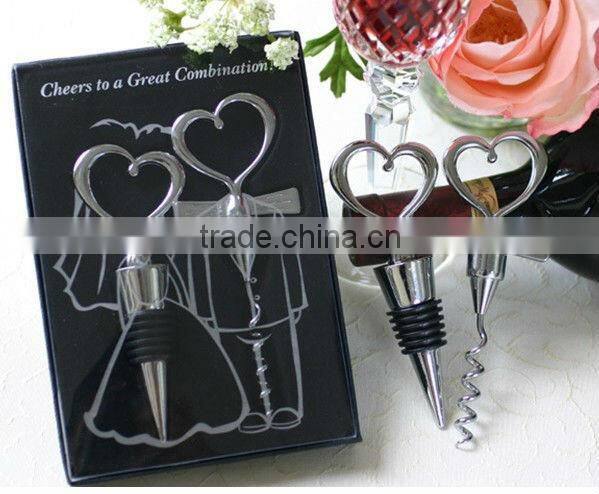 Wedding Favors Gifts Zinc Alloy Couple Wine Bottle Stopper And Opener