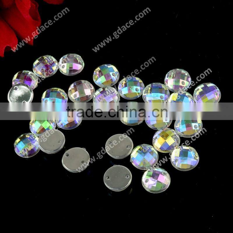 Bling Bling Acrylic Sew Stone, Crystal AB Color Sew On Acrylic Rhinestone with Flat Back for DIY decoration