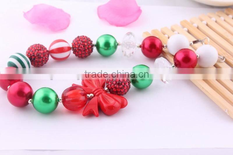 AAA Quality Latest Wholesale large acrylic bead necklace/Popular colorful bead chunky necklace