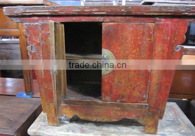 Antique Chinese two door small red wooden Cabinet