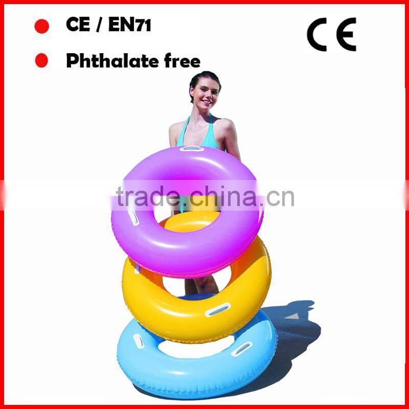 Durable pvc swimming rings with handles for adults
