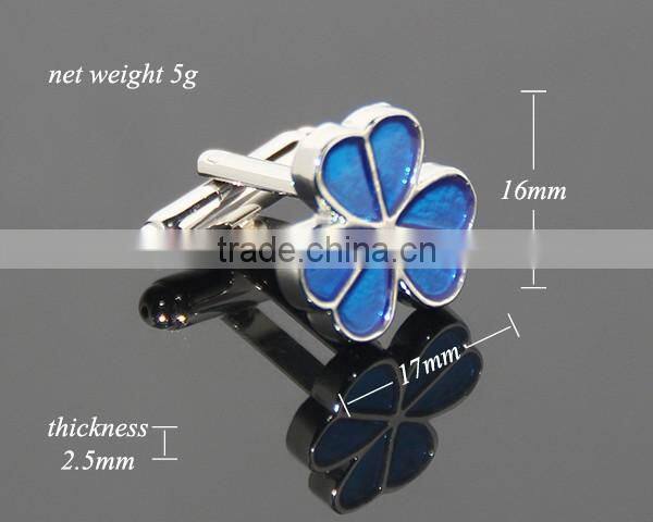 Clover Shaped Cufflink Fashion Enamel Zinc Alloy Sleeve Button Metal Personalize Cuff Links