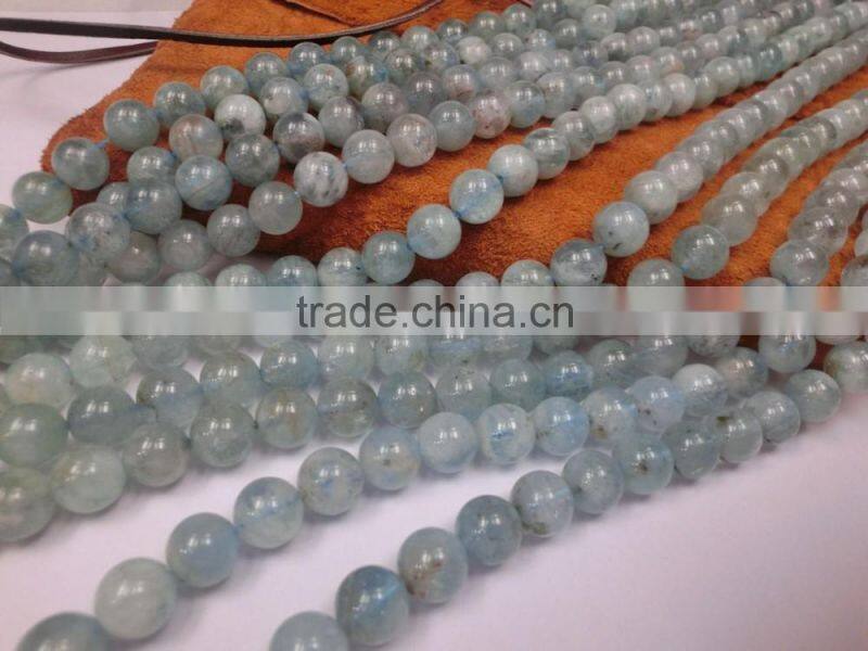Wholesale Price Natural Gemstone Polished Aquamarine Beads Round beads