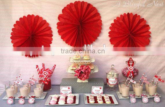wedding decoration product tissue paper fan,paper fan for all festival decor