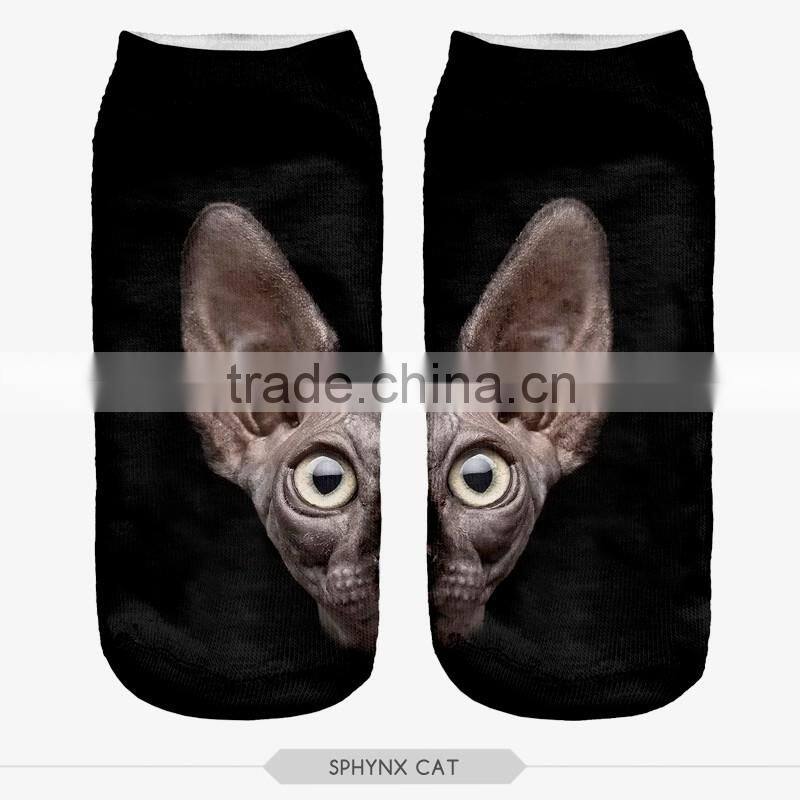 high quality animals 3d digital full print colorful design ankle socks