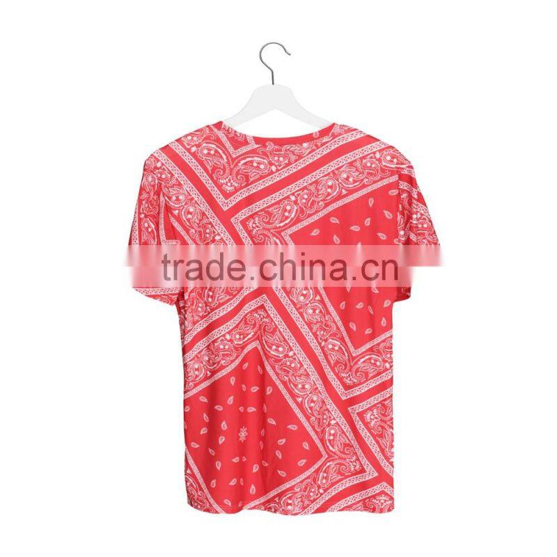OEM Brand New 3D Print Bandana Red Latest Women Sublimation Printing T-shirt