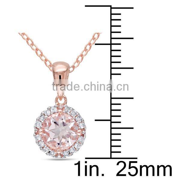 Sterling Silver Morganite and Diamond Halo Earrings Ring and Neckalce Jewelry Set