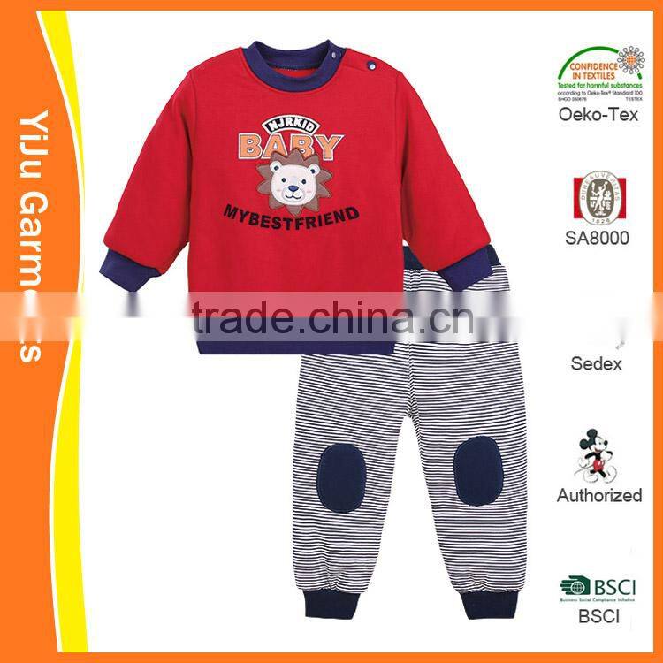 Baby and small children colored children cartoon cotton knitted homewear sleepwear