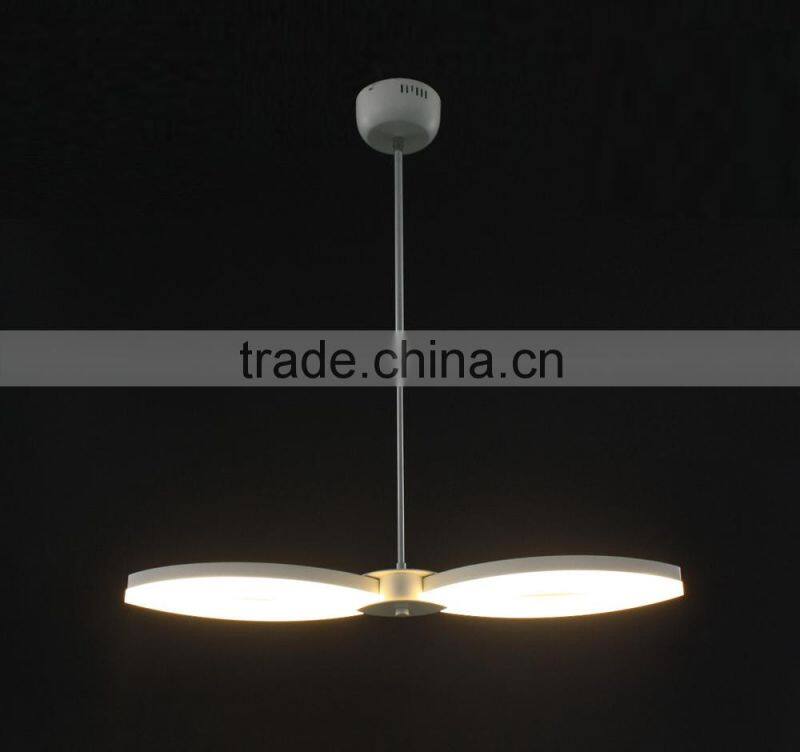 Fashion design LED 2 fan acrylic and aluminum ring pendant lamp Chinese wholesaler