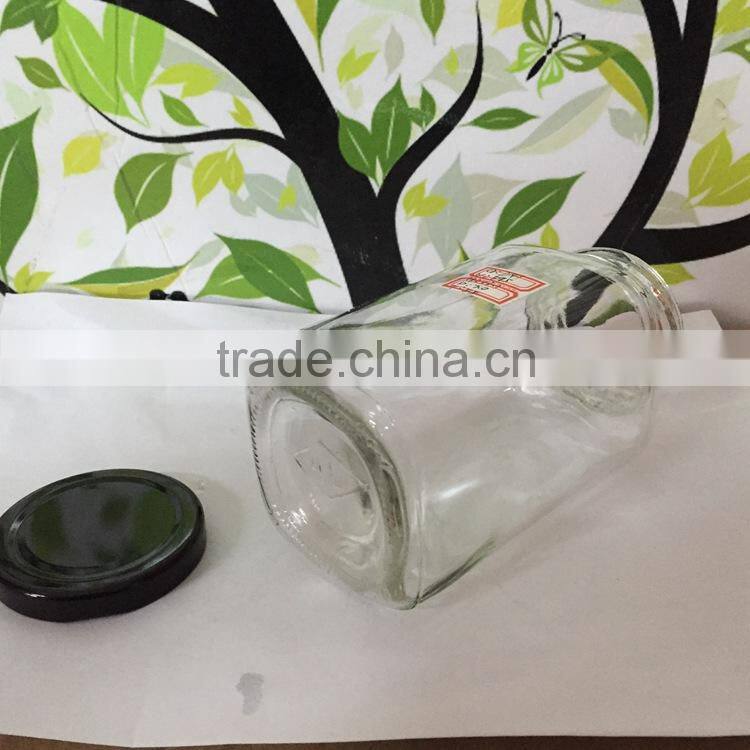 200ml square glass jar for honey with metal lid